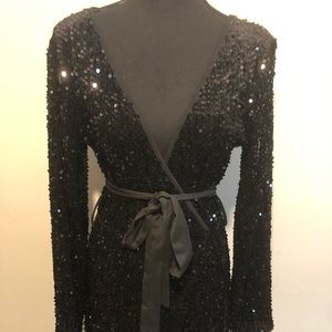 Long Black Sequins Dress
